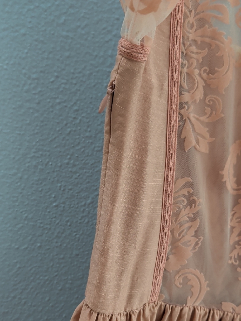 Joyfolie Giuliana Muted Coral Cottagecore Wedding Lace Overlay Dress - Picture 7 of 8